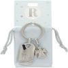 Depesche Depesche-11800-020 11800-020 Silver Keyring with Letter R and Guardian Angel, Zinc Alloy, Coloured Velvet Pouch Included, Multicoloured, One Size view 2