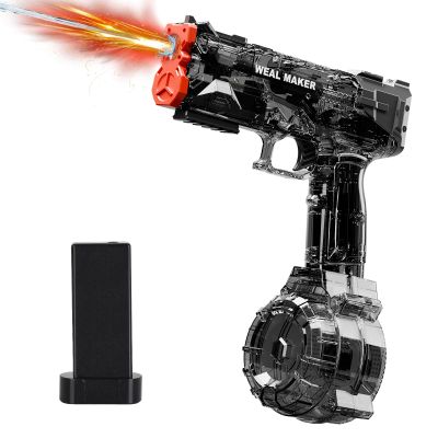 2025 Upgraded Electric Water Gun with LED Lights and Type-C Charging,Transparent Automatic Squirt Guns High Powered IP67 Waterproof,Up to 26FT Longer Range Water Pistol,for Kids and Adults (Black)