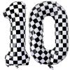 Number 10 Checkered Balloons 40 Inch Giant Race Car Checkered 10 Number Balloons for 10th Race Car Checkered Birthday Party Supplies view 1