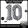 Number 10 Checkered Balloons 40 Inch Giant Race Car Checkered 10 Number Balloons for 10th Race Car Checkered Birthday Party Supplies view 2
