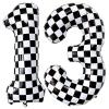 LHOAVWE Number 13 Checkered Balloons 40 Inch Giant Race Car Checkered 13 Number Balloons for 13th Race Car Checkered Birthday Party Supplies view 1
