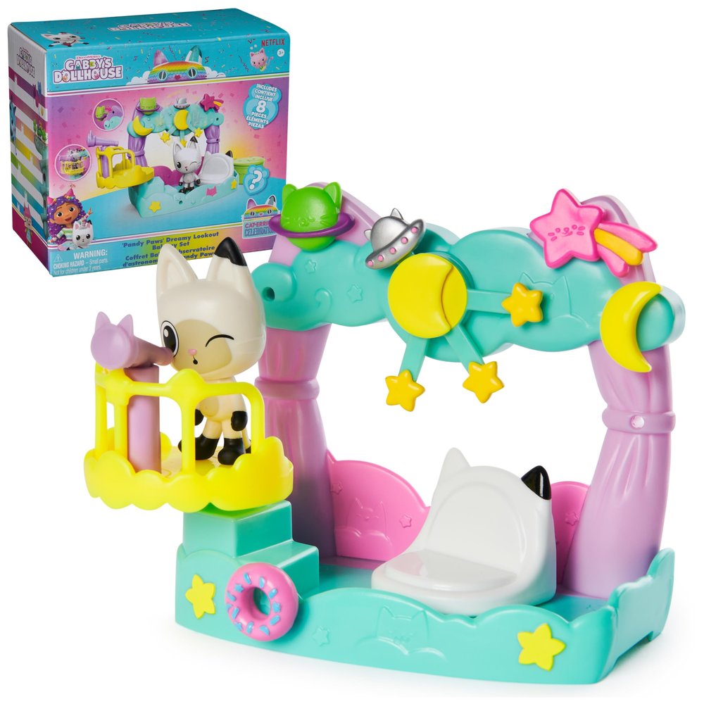 Gabbys Dollhouse, Pandy Paws Dreamy Balcony Playset, 8-Pieces with Toy Figures, Doll House Accessories & Sensory Play, Kids Toys for Girls & Boys 3+