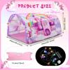 Wowangce Unicorn Bed Tent for Kids Large Kids Twin Tent Toddler Play Bed with Carry Bag Foldable with String Lights for Girls Boys Bedroom Indoor Games view 3