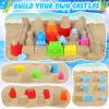 RACPNEL Collapsible Beach Toys Set for Kids Toddlers, Travel Beach Sand Castle Kits with Mesh Bag & Molds, Collapsible Sand Bucket and Shovel Set, Sandbox Toys for Toddlers Kids Age 3-12 view 4