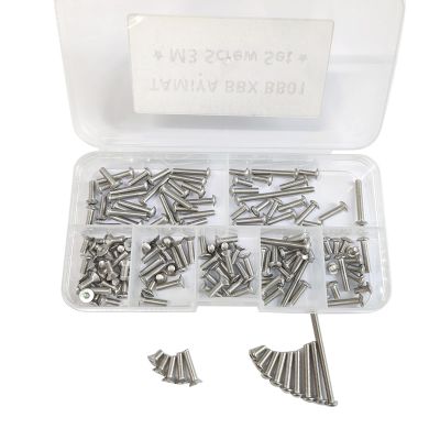 RC Screw Kit Stainless Steel M3 Hex Screws Assortment for Tamiya 1/10 RC BBX BB-01 Buggy RC Car Crawler
