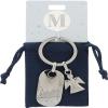 Depesche Depesche-11800-015 11800-015 Silver Key Ring with Letter M and Guardian Angel, Zinc Alloy, Velvet Pouch Included, Multicoloured, One Size view 2