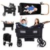 SPWVIP Stroller Wagon for 2 Kids- Lightweight Travel Folding Push Pull Baby Wagon for Newborn&Toddler with 5-Point Harness,Adjustable Canopy,Tray Table,Cup Holder,Storage Pocketsets view 1