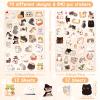 LINAYE 24 Sheets Cute Cat Stickers for Kids Teen Adults, 840 Counts Waterproof Adhesive Kawaii Kitten Stickers for Party Favors, Scrapbooking, Water Bottles, Laptop, Phone, Skateboard, Bicycle view 2