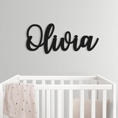 WOMB Personalised Custom Name Sign Personalized Wooden Name Sign, Wood Letters, Wall Art Decor for Nursery or Kids Room (Length 35cm (13.7in))