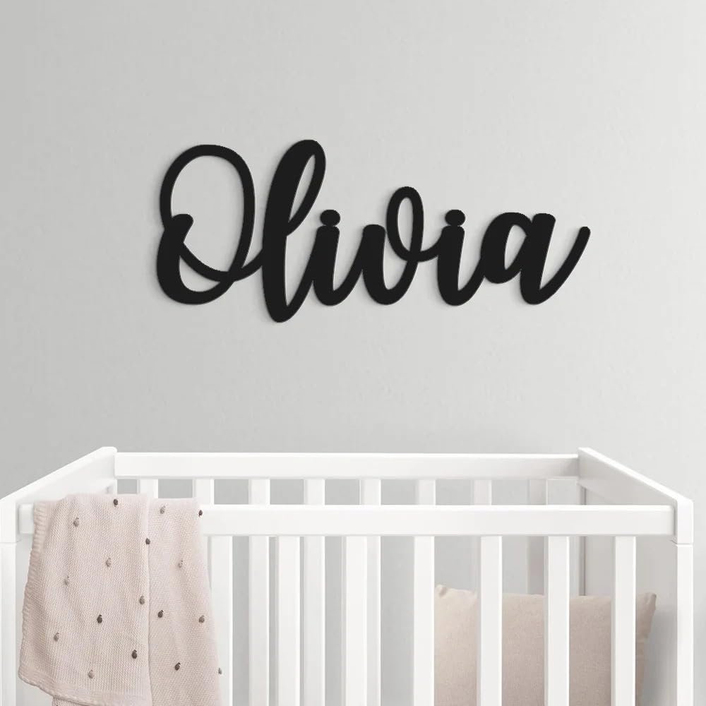 WOMB Personalised Custom Name Sign Personalized Wooden Name Sign, Wood Letters, Wall Art Decor for Nursery or Kids Room (Length 35cm (13.7in))