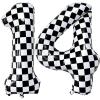 LHOAVWE Number 14 Checkered Balloons 40 Inch Giant Race Car Checkered 14 Number Balloons for 14th Race Car Checkered Birthday Party Supplies view 1