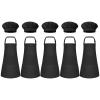 Bouiexye 5 Set Kids Apron and Chef Hat Set Children Apron Adjustable with 2 Pockets Children Chef Painting for Cooking Baking Painting Crafts Making (Black view 1