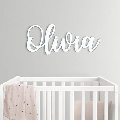 WOMB Custom Personalised Wooden Name Signs- Children's Name Wall Decor Wooden Letters Wooden Names Wall Names Wall Letter (Length 25cm (9.9in))