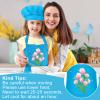 Bouiexye 3 Set Kids Apron and Chef Hat Set Children Apron Adjustable with 2 Pockets Children Chef Painting for Cooking Baking Painting Crafts Making (Rose red, blue, purple view 4