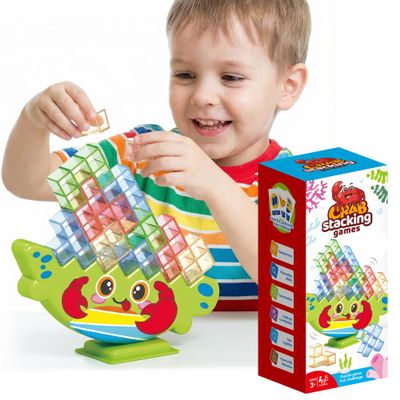 Lktvys Crab Tower Stack Game  Colorful Building Blocks Game for Kids | Improve Focus & Coordination | Fine Motor Montessori Puzzle for Ages 3+ | Fun Gift in Bright Gift Box