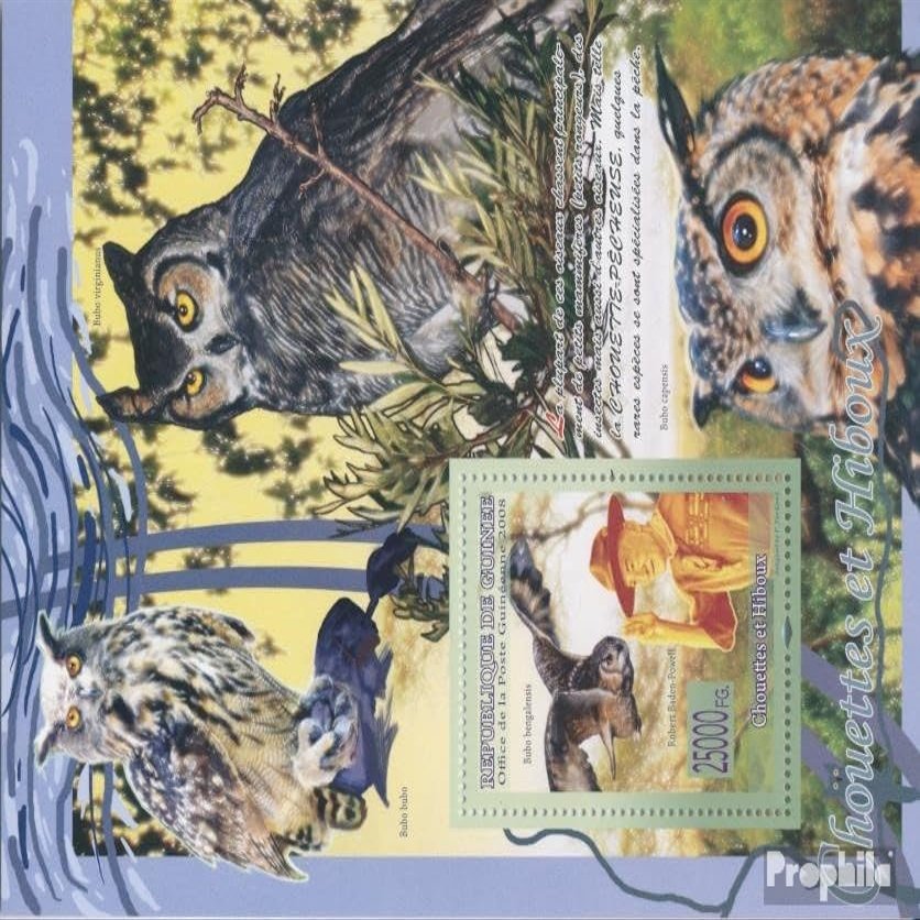 Guinea Miniature Sheet 1519 (Complete. Issue) unmounted Mint/Never hinged ** MNH 2008 Owls (Stamps for Collectors) Birds