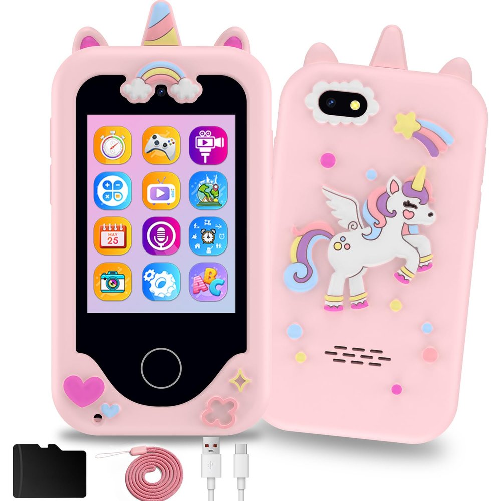 KAKTIN Kids Phone for Girls,Christmas Birthday Gifts for 3-8 Years Old Kids,Touchscreen Learning Toys for Girls
