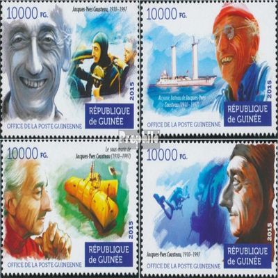 Guinea 11208-11211 (Complete. Issue) unmounted Mint/Never hinged ** MNH 2015 Jacques-Yves Cousteau (Stamps for Collectors) Seafaring/Ships
