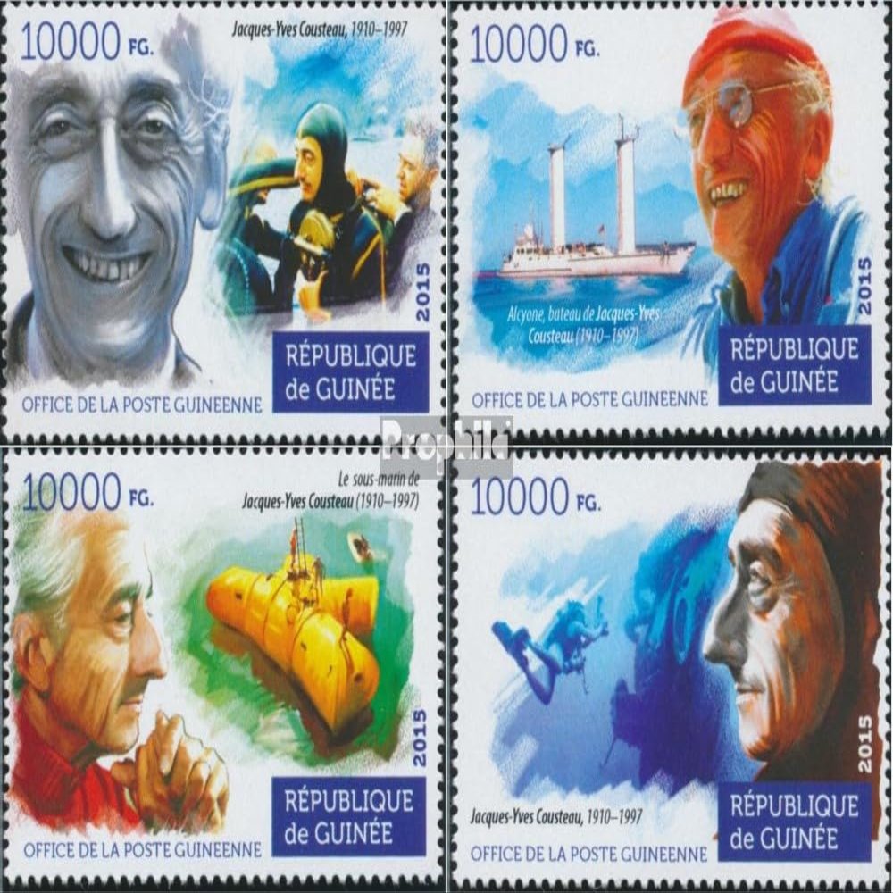 Guinea 11208-11211 (Complete. Issue) unmounted Mint/Never hinged ** MNH 2015 Jacques-Yves Cousteau (Stamps for Collectors) Seafaring/Ships