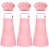 Bouiexye 3 Set Kids Apron and Chef Hat Set Children Apron Adjustable with 2 Pockets Children Chef Painting for Cooking Baking Painting Crafts Making (Pink view 1