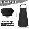 Bouiexye 10 Set Kids Apron and Chef Hat Set Children Apron Adjustable with 2 Pockets Children Chef Painting for Cooking Baking Painting Crafts Making (Black view 2