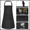 Bouiexye 10 Set Kids Apron and Chef Hat Set Children Apron Adjustable with 2 Pockets Children Chef Painting for Cooking Baking Painting Crafts Making (Black view 3