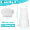 Bouiexye 5 Set Kids Apron and Chef Hat Set Children Apron Adjustable with 2 Pockets Children Chef Painting for Cooking Baking Painting Crafts Making (White view 2