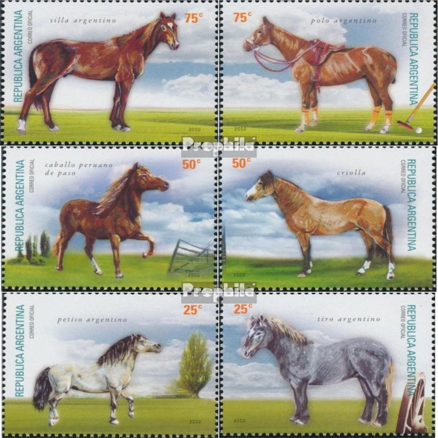 Argentina 2607-2612 (Complete.Issue.) unmounted Mint/Never hinged ** MNH 2000 Horses (Stamps for Collectors) Horses/Zebras