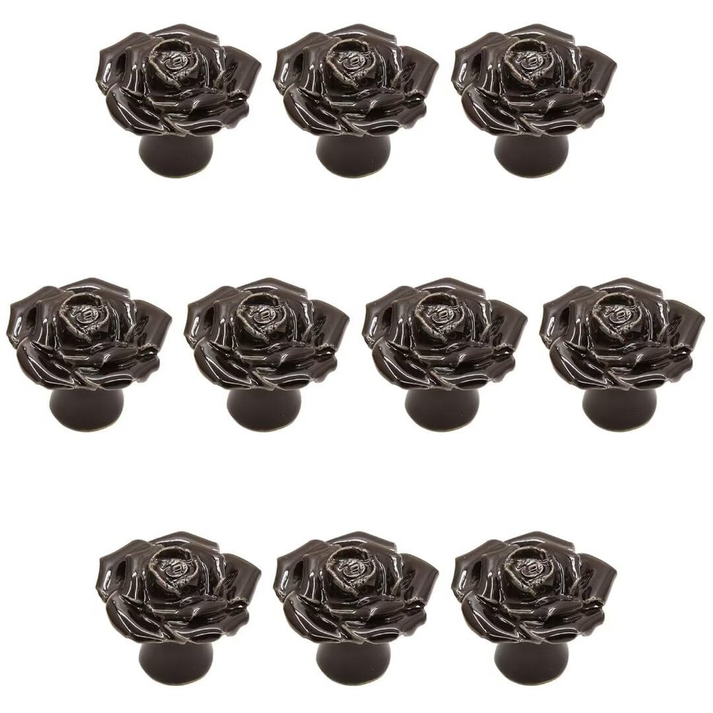 10 Pack, Handmade Rose Knob Ceramic Rose Handles Cabinet Handle Ceramic Knobs Dresser Handles Flower Pulls Dresser Knobs for Kid's Room Nursery Kitchen Bathroom Bedroom