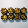 12 Set 1/64 Wheels and Tires Kit, Simulation Modification 1 64 Scale Wheels with Rubber Tires and 4 Hub Suitable for Adding Collection Value to 1:64 Model Cars (Electroplated Gold) view 2