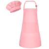Bouiexye 1 Set Kids Apron and Chef Hat Set Children Apron Adjustable with 2 Pockets Children Chef Painting for Cooking Baking Painting Crafts Making (Pink view 1