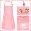 Bouiexye 1 Set Kids Apron and Chef Hat Set Children Apron Adjustable with 2 Pockets Children Chef Painting for Cooking Baking Painting Crafts Making (Pink view 3