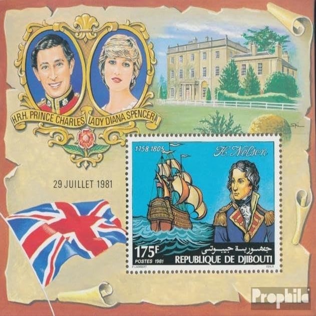 Djibouti block42a (Complete.Issue.) unmounted Mint/Never hinged ** MNH 1981 Horatio Nelson (Stamps for Collectors) British Royal Family (Diana, Charles, Elisabeth ..)