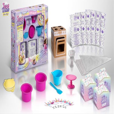 Goliath Tasty Tinies Bake Shop | Unicorn Bakery Party Pack | Red Velvet Cake Mix & Cream Cheese Flavor Frosting | Mix, Bake & Decorate 6 Real Mini Cakes | Includes Mini Tools & Ingredients | Ages 6+