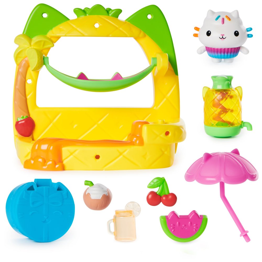 Gabbys Dollhouse, Cakeys Fruit Smoothie Balcony Playset, 8-Pcs with Toy Figures, Dolls House Accessories and Sensory Play, Kids Toys for Girls and Boys 3+