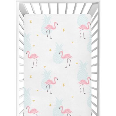 CaTaKu Baby Crib Sheets Cute Pineapple Flamingo Hawaii Mini Crib Sheets Fitted for Girls Boys,Neutral Soft Toddler Mattress Bed Sheets for Crib,28"x 52"