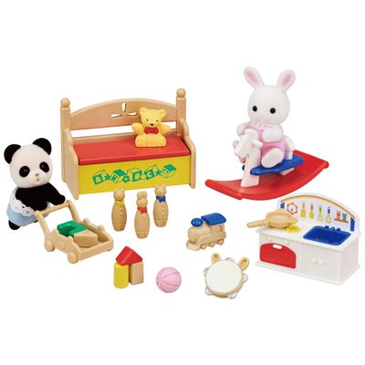 Calico Critters Baby's Toy Box - Includes Snow Rabbit and Panda Babies
