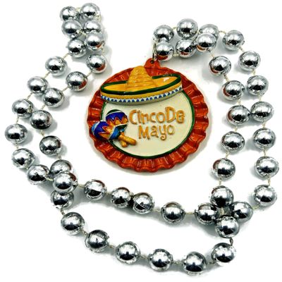 Cinco de Mayo Medallion Mardi Gras Bead Necklace Sombrero Music Mariachi