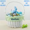 Personalization Universe Personalized Classic White Easter Basket  Embroidered Light Green Basket Liner  Kids Custom Easter Gift  Hand-Woven Willow Basket with Folding Handle view 2
