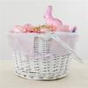 Personalization Universe Personalized Classic White Easter Basket  Embroidered Light Green Basket Liner  Kids Custom Easter Gift  Hand-Woven Willow Basket with Folding Handle view 3