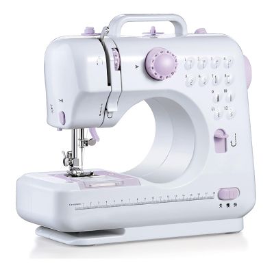 Portable Hand Held Sewing Machine with Sewing Accessories, Multi-Function Sewing Machine Lightweight for Beginners Clothing Curtains DIY Home Trave, 12 Built-in Stitches (Color : Pink)