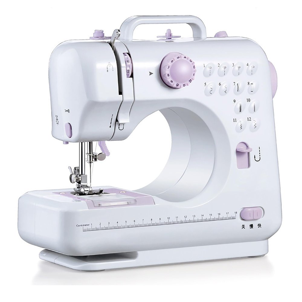 Portable Hand Held Sewing Machine with Sewing Accessories, Multi-Function Sewing Machine Lightweight for Beginners Clothing Curtains DIY Home Trave, 12 Built-in Stitches (Color : Pink)