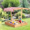 Kids Wooden Sandbox Sand Box with Adjustable Canopy Kids Outdoor Play Equipment Sand view 1