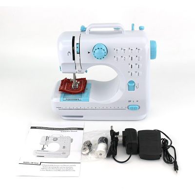 Mini Sewing Machine 12 Kinds Portable Household Sewing Machine of Stitch Sewing, Double Thread, Electric Handheld Sewing Machine Kit Tools for Home/Travel DIY Clothing (Color : Blue)