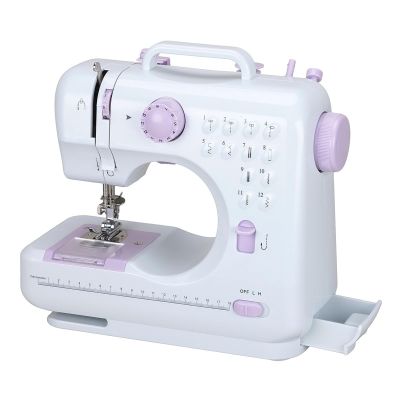 Mini Sewing Machine 12 Kinds Portable Household Sewing Machine of Stitch Sewing, Double Thread, Electric Handheld Sewing Machine Kit Tools for Home/Travel DIY Clothing (Color : Pink)