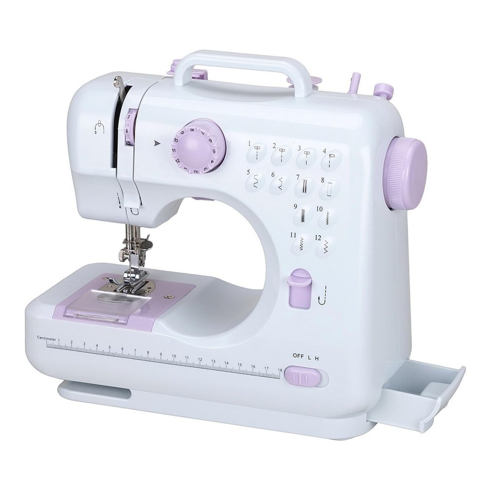 Mini Sewing Machine 12 Kinds Portable Household Sewing Machine of Stitch Sewing, Double Thread, Electric Handheld Sewing Machine Kit Tools for Home/Travel DIY Clothing (Color : Pink)
