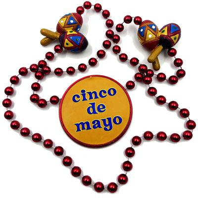 Cinco de Mayo Maracas Medallion Mardi Gras Bead Necklace Music