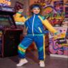 Sayhihi Kids 80s Retro Tracksuit Costume Outfit Jacket Pants Headband Set Vintage Dance Party Performance Wear Unisex view 2
