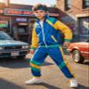 Sayhihi Kids 80s Retro Tracksuit Costume Outfit Jacket Pants Headband Set Vintage Dance Party Performance Wear Unisex view 3