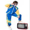 Sayhihi Kids 80s Retro Tracksuit Costume Outfit Jacket Pants Headband Set Vintage Dance Party Performance Wear Unisex view 4